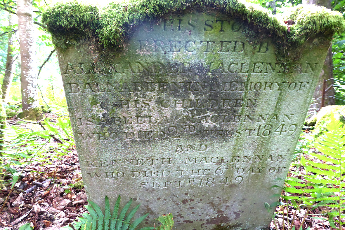 Photo of headstones/Isabella MacLennan dau of Alexr d1849 hdtsn Conon Old bg